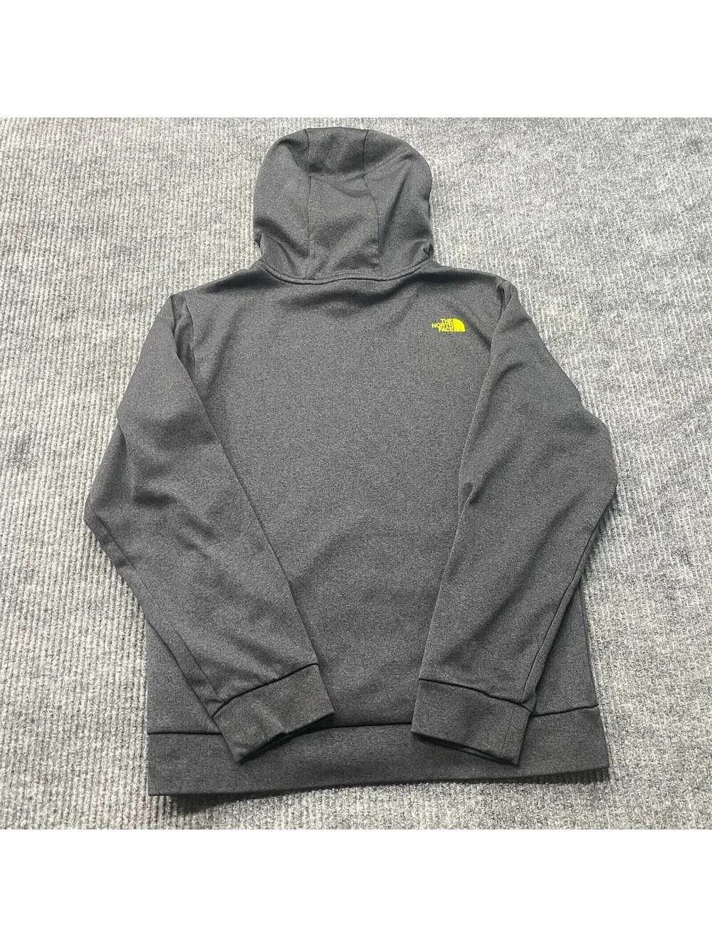 North Face Pullover Hoodie Sweatshirt Mens S Gray Neon Green Kangaroo Pockets